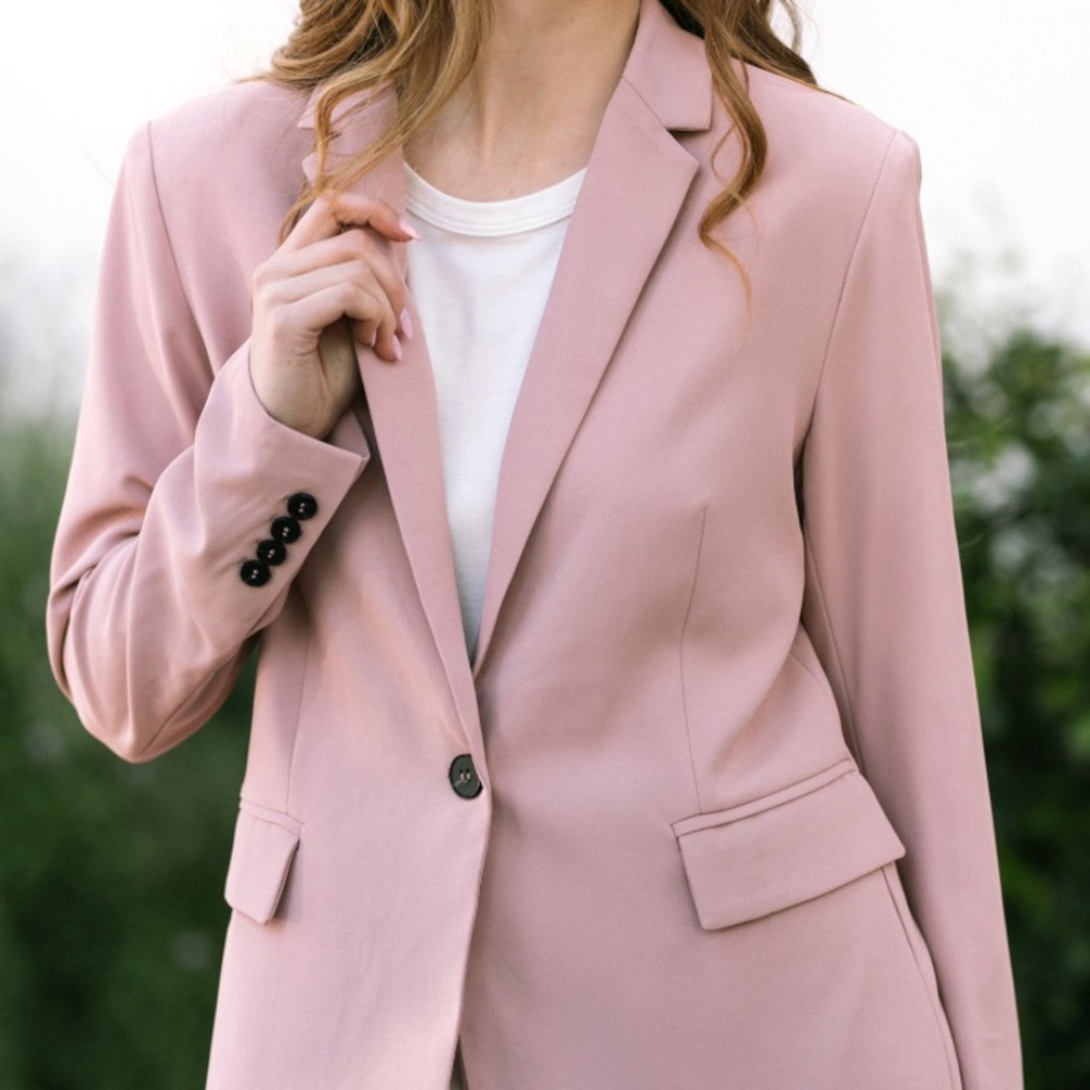 NWT Mittoshop / Morning Lavender Pink Blush Blazer Classic Notched Lapel